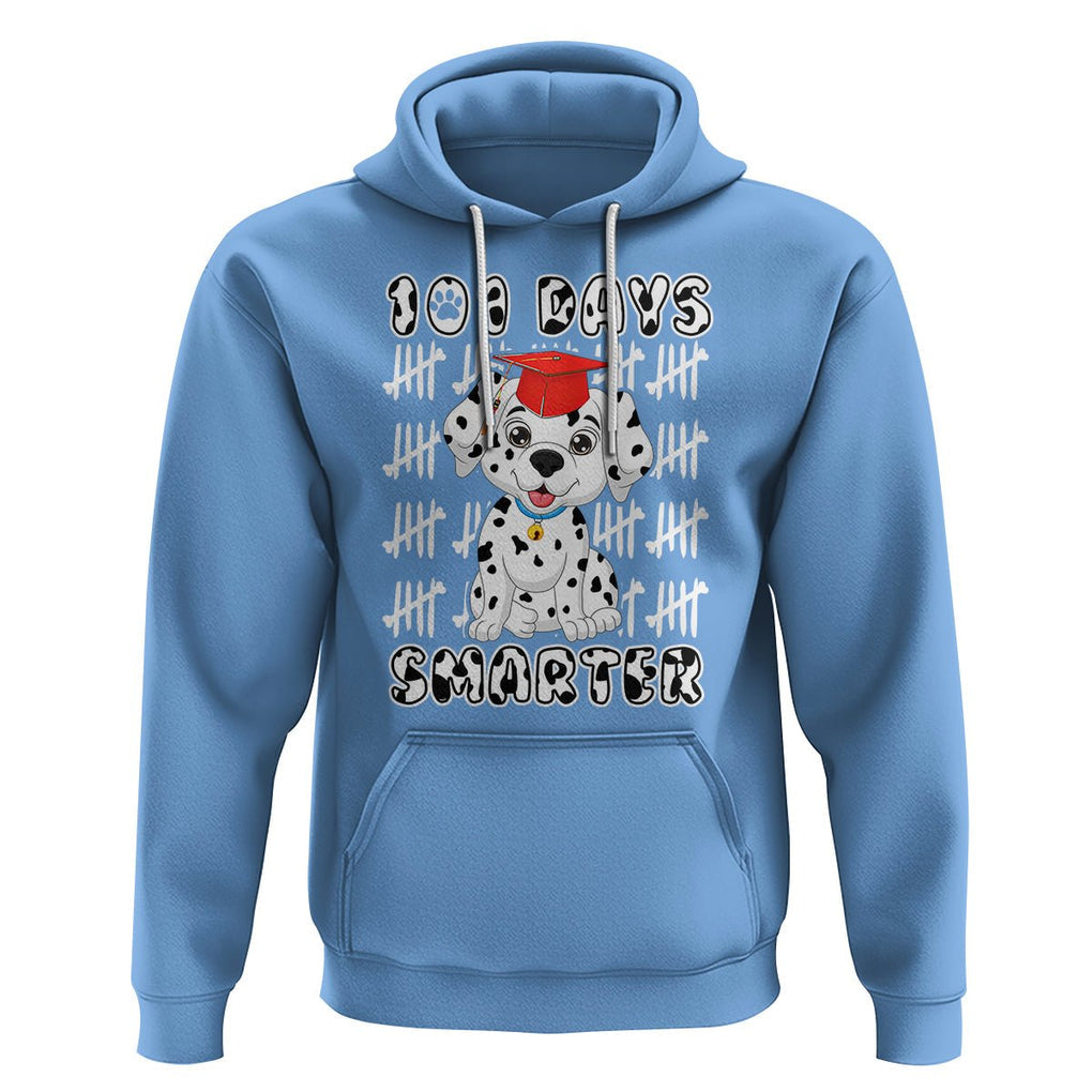 100th Day Of School Hoodie 101 Days Smarter Cute Dalmatian Dog TS09 Carolina Blue Printyourwear
