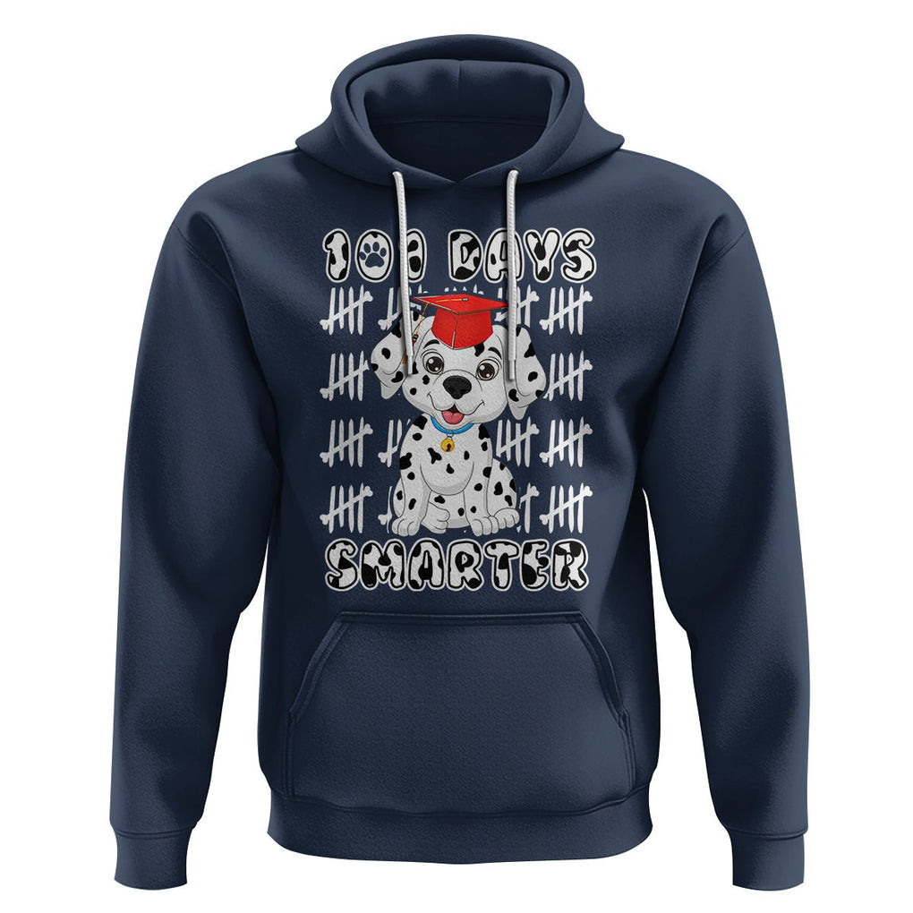 100th Day Of School Hoodie 101 Days Smarter Cute Dalmatian Dog TS09 Navy Printyourwear