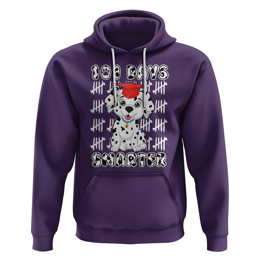 100th Day Of School Hoodie 101 Days Smarter Cute Dalmatian Dog TS09 Purple Printyourwear