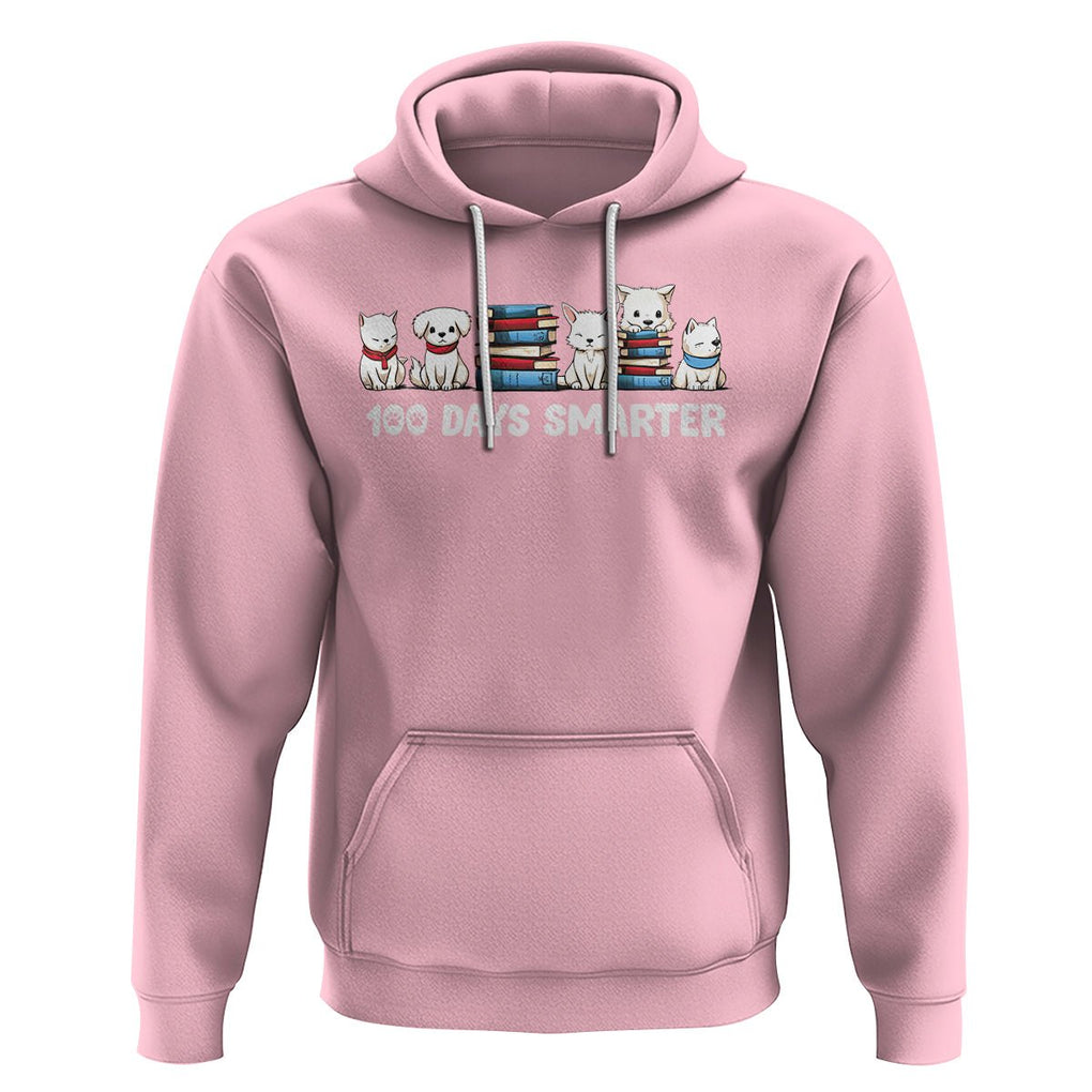 100th Day Of School Hoodie 101 Days Smarter Cute Dog Puppy TS09 Light Pink Printyourwear