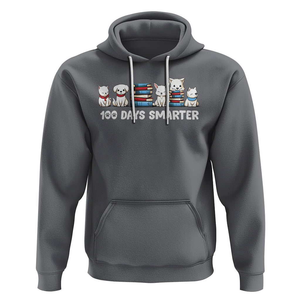 100th Day Of School Hoodie 101 Days Smarter Cute Dog Puppy TS09 Charcoal Printyourwear
