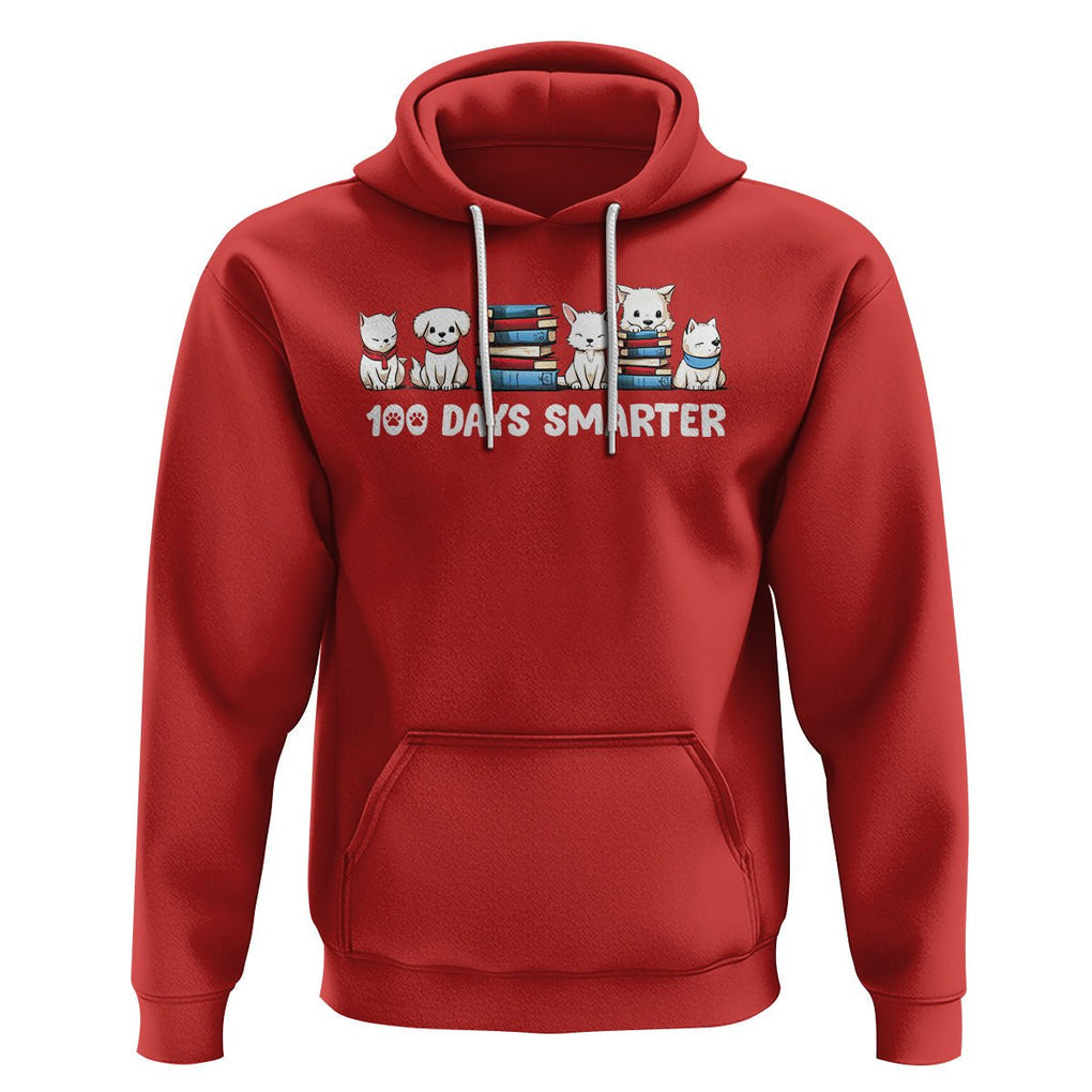 100th Day Of School Hoodie 101 Days Smarter Cute Dog Puppy TS09 Red Printyourwear