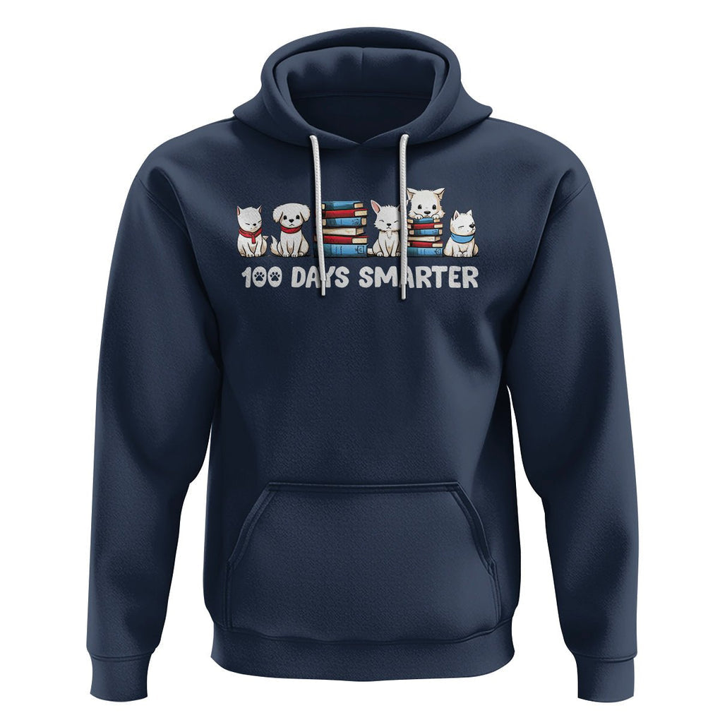 100th Day Of School Hoodie 101 Days Smarter Cute Dog Puppy TS09 Navy Printyourwear