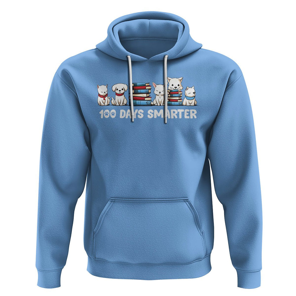100th Day Of School Hoodie 101 Days Smarter Cute Dog Puppy TS09 Carolina Blue Printyourwear