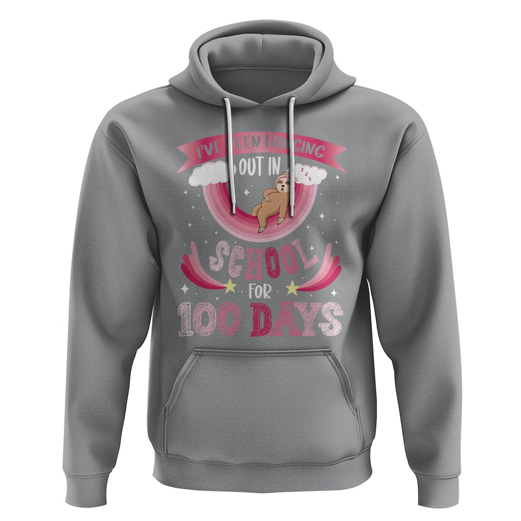 100th Day Of School Hoodie Hanging Out In School For 100 Days Funny Sloth TS09 Sport Gray Printyourwear