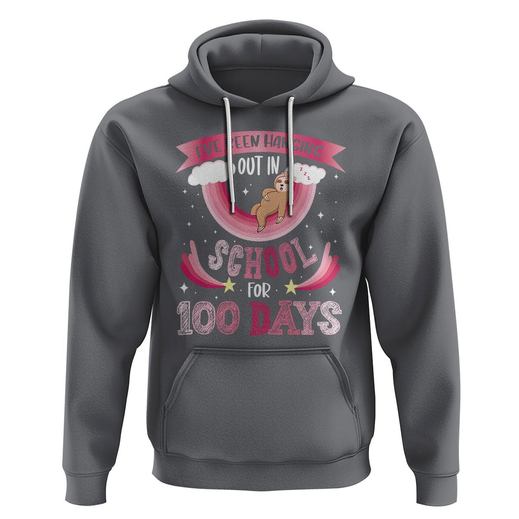 100th Day Of School Hoodie Hanging Out In School For 100 Days Funny Sloth TS09 Charcoal Printyourwear