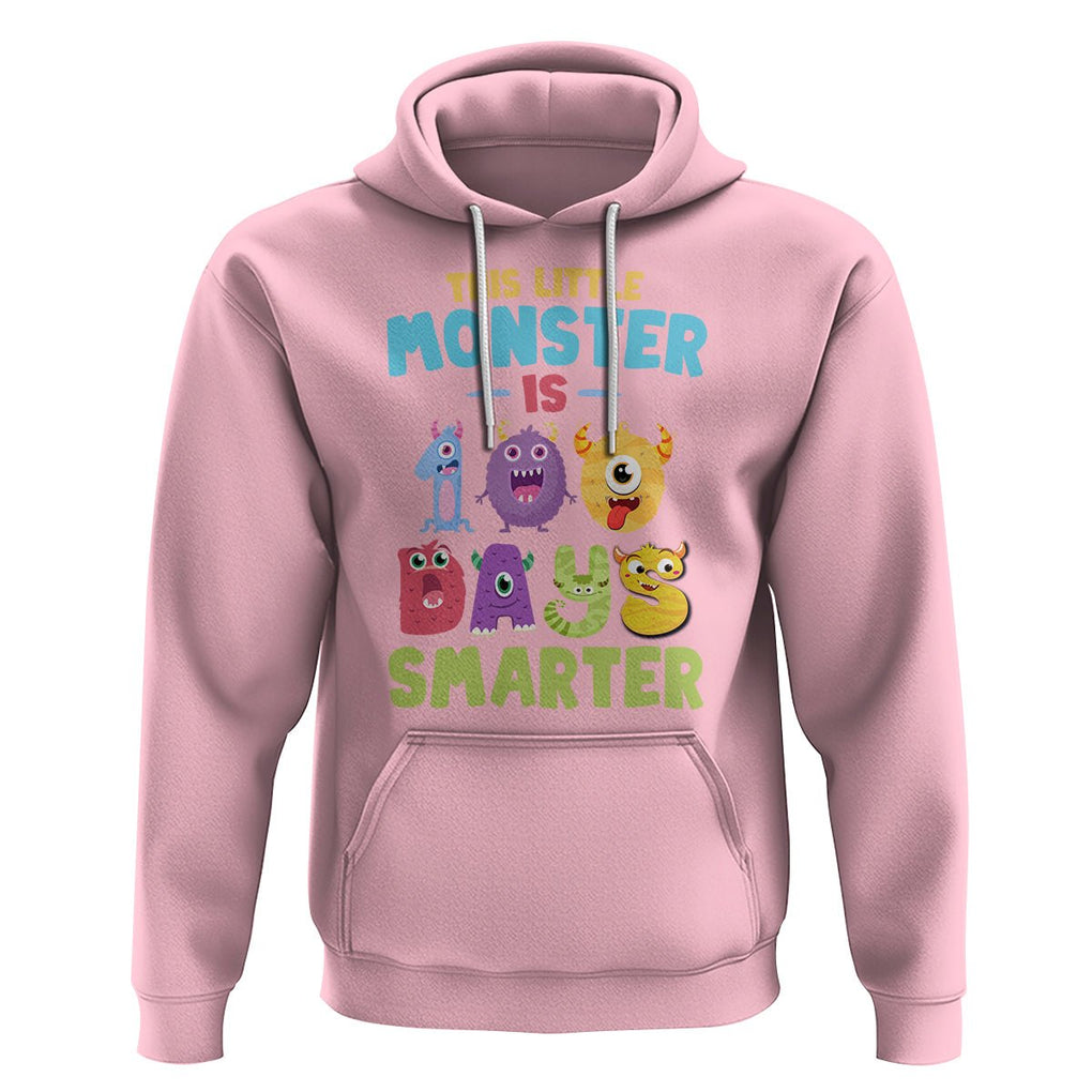100th Day Of School Hoodie This Little Monster is 100 Days Smarter TS09 Light Pink Printyourwear