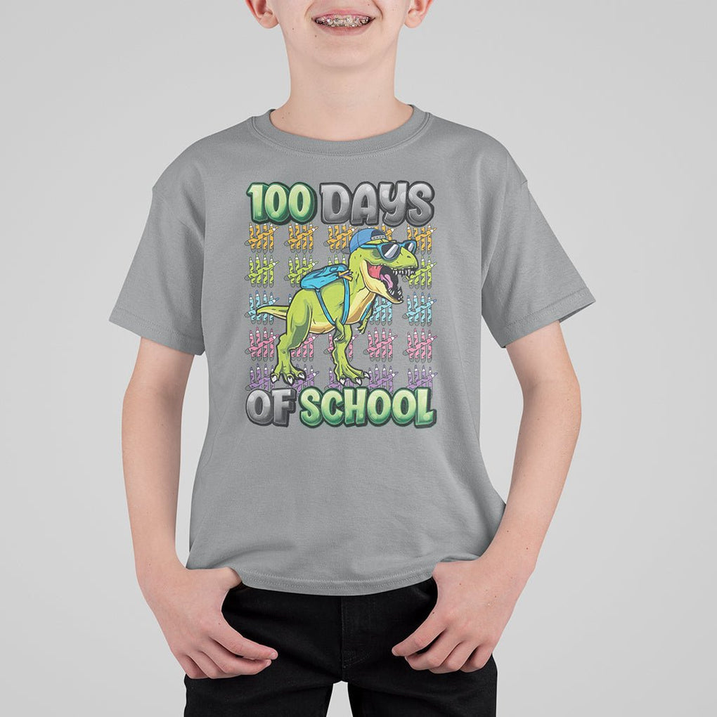 100th Day Of School Smarter Cool Dinosaur Boy T Shirt For Kid TS09 Sport Gray Printyourwear