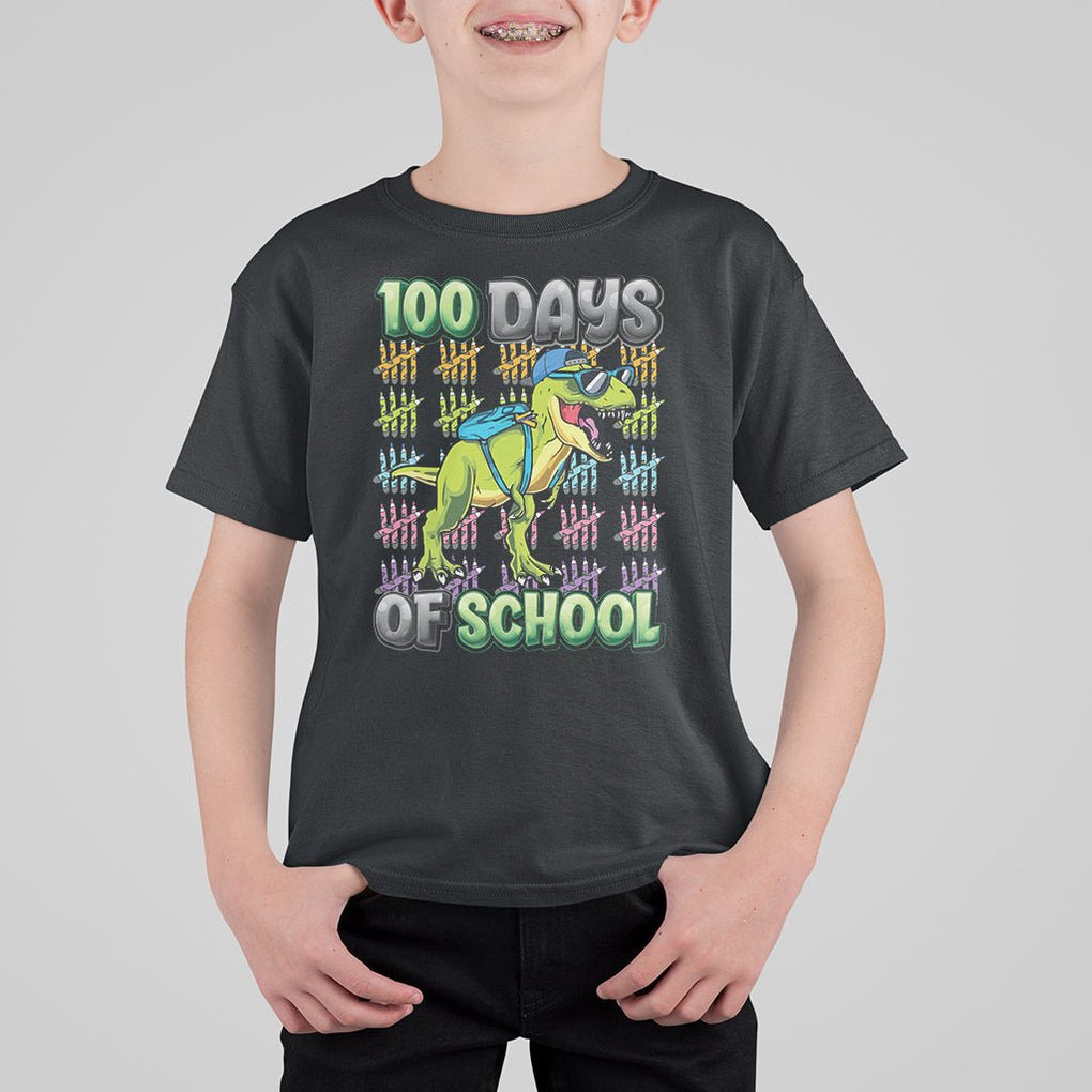 100th Day Of School Smarter Cool Dinosaur Boy T Shirt For Kid TS09 Black Printyourwear