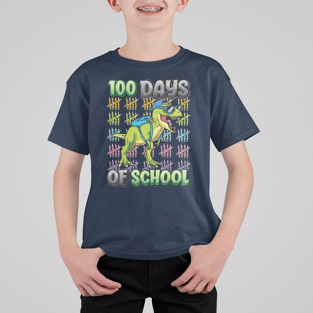 100th Day Of School Smarter Cool Dinosaur Boy T Shirt For Kid TS09 Navy Printyourwear
