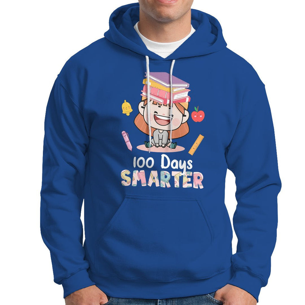 100th Day Of School Smarter Cutte Girl Love Book Hoodie TS09 Royal Blue Printyourwear
