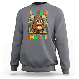 100th Day Of School Sweatshirt 100 Days Smarter Cute Bigfoot Sasquatch TS09 Charcoal Printyourwear
