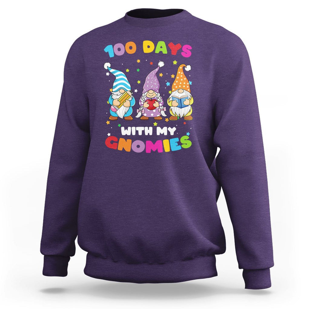 100th Day Of School Sweatshirt 100 Days With My Gnomies Smarter TS09 Purple Printyourwear