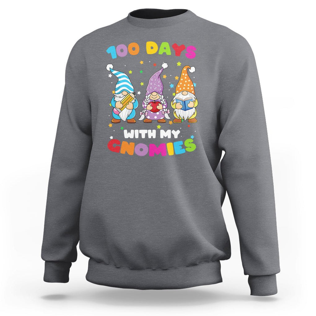 100th Day Of School Sweatshirt 100 Days With My Gnomies Smarter TS09 Charcoal Printyourwear