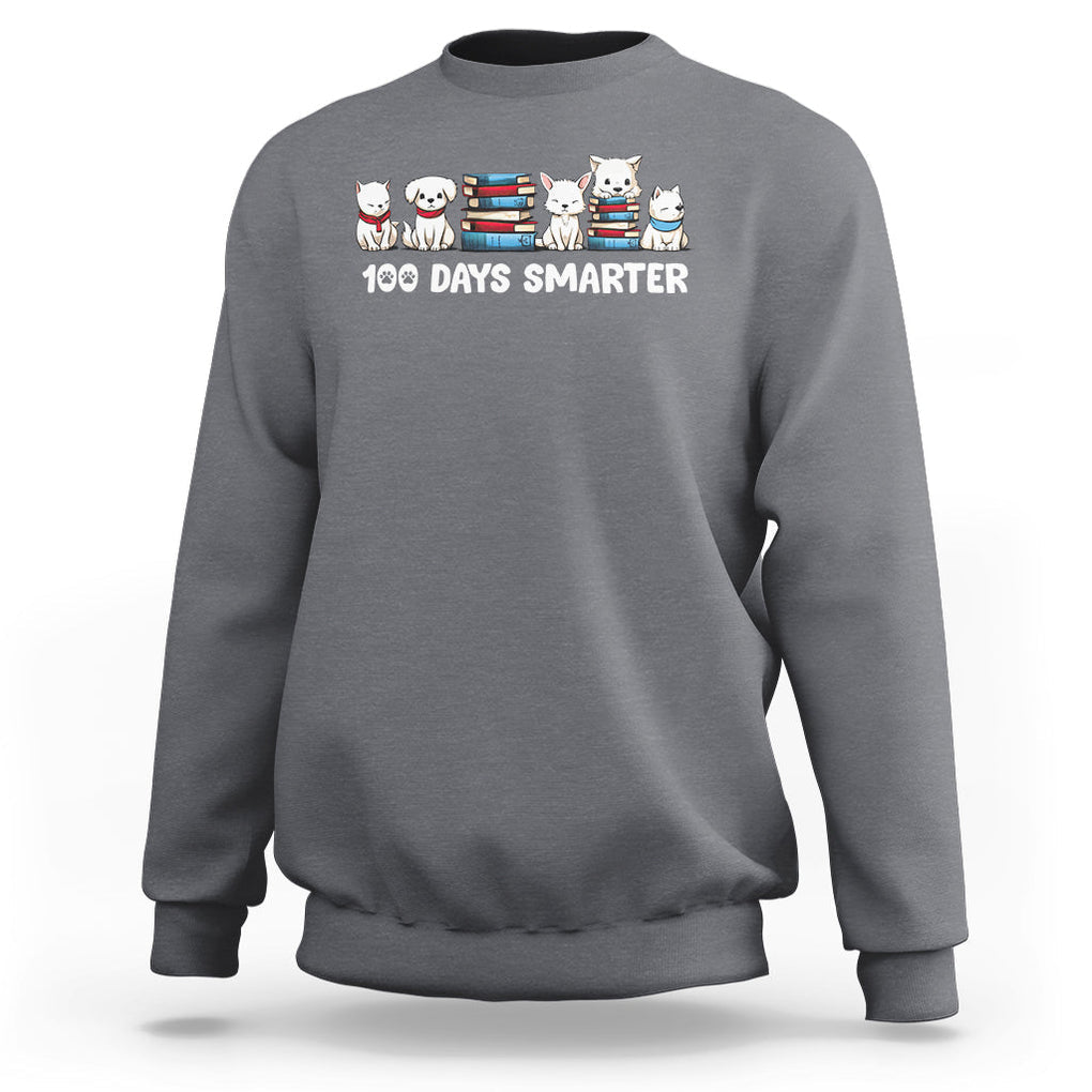 100th Day Of School Sweatshirt 101 Days Smarter Cute Dog Puppy TS09 Charcoal Printyourwear