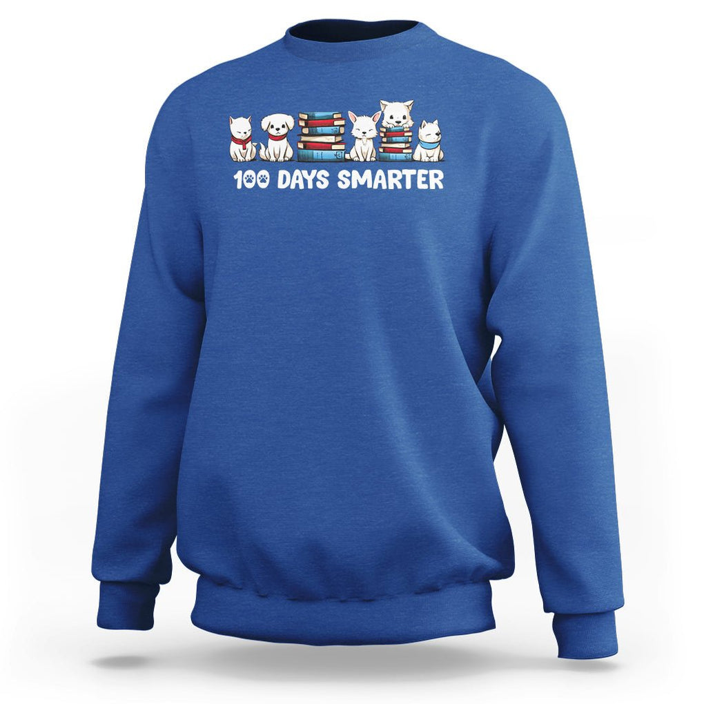 100th Day Of School Sweatshirt 101 Days Smarter Cute Dog Puppy TS09 Royal Blue Printyourwear