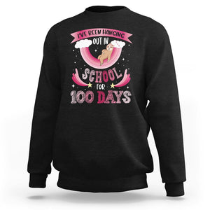 100th Day Of School Sweatshirt Hanging Out In School For 100 Days Funny Sloth TS09 Black Printyourwear