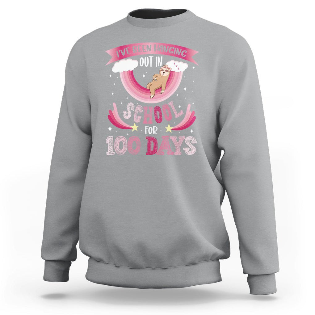 100th Day Of School Sweatshirt Hanging Out In School For 100 Days Funny Sloth TS09 Sport Gray Printyourwear