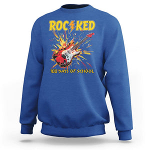 100th Day Of School Sweatshirt I Rocked 100 Days Funny Rock Lover Guitar TS09 Royal Blue Printyourwear