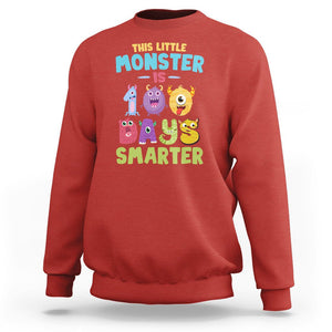 100th Day Of School Sweatshirt This Little Monster is 100 Days Smarter TS09 Red Printyourwear