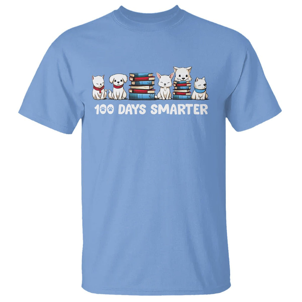 100th Day Of School T Shirt 101 Days Smarter Cute Dog Puppy TS09 Carolina Blue Printyourwear