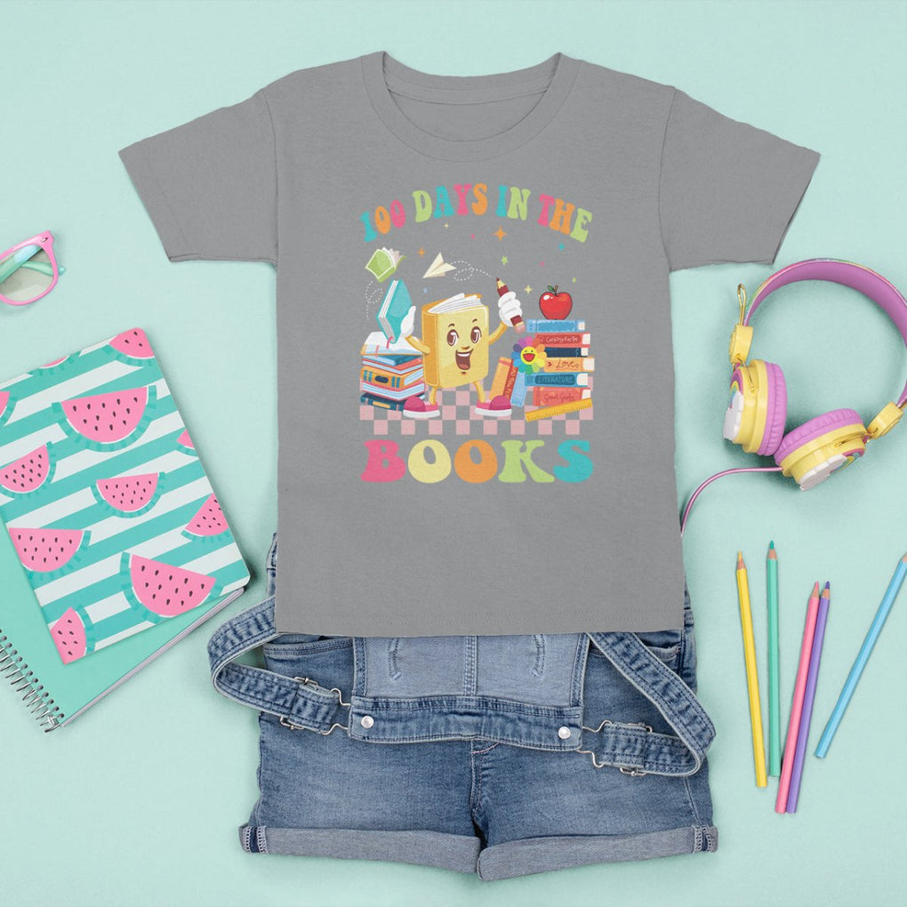 100th Day Of School T Shirt For Kid 100 Days In The Books Reading Bookworm TS09 Sport Gray Printyourwear