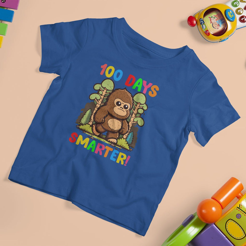 100th Day Of School T Shirt For Kid 100 Days Smarter Cute Bigfoot Sasquatch TS09 Royal Blue Printyourwear