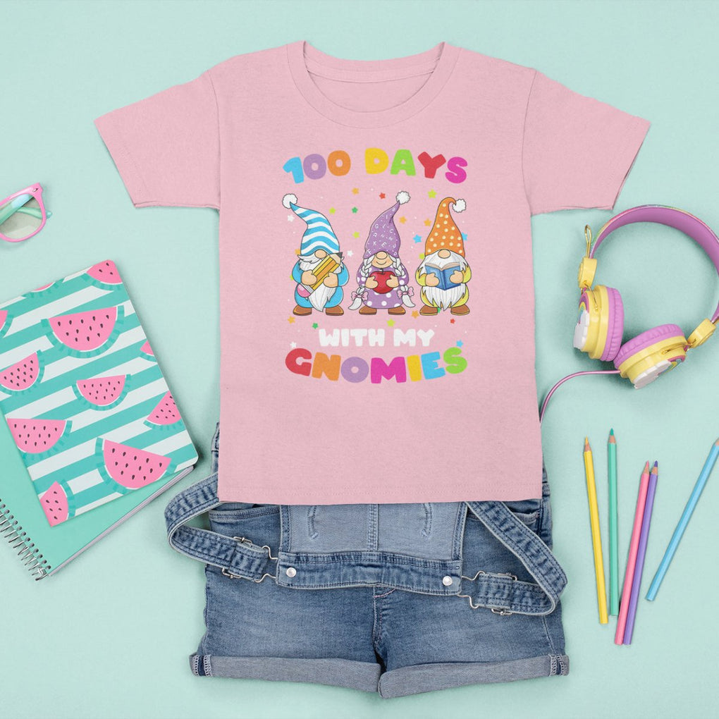 100th Day Of School T Shirt For Kid 100 Days With My Gnomies Smarter TS09 Light Pink Printyourwear