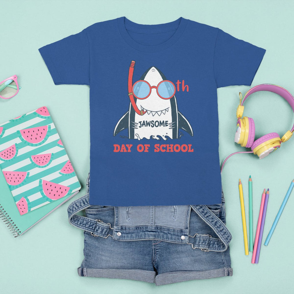 100th Day Of School T Shirt For Kid 100 Jawsome Days Funny Shark TS09 Royal Blue Printyourwear