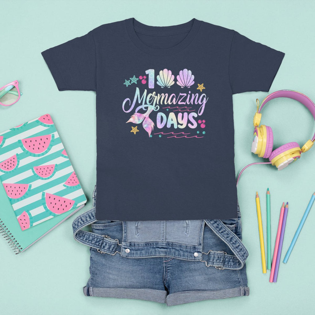 100th Day Of School T Shirt For Kid 101 Mermazing Days Mermaid TS09 Navy Printyourwear