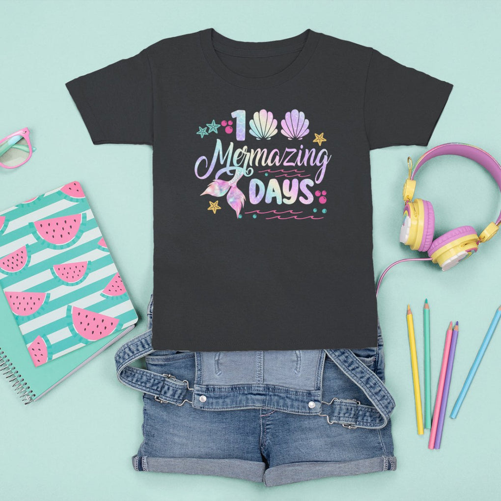 100th Day Of School T Shirt For Kid 101 Mermazing Days Mermaid TS09 Black Printyourwear