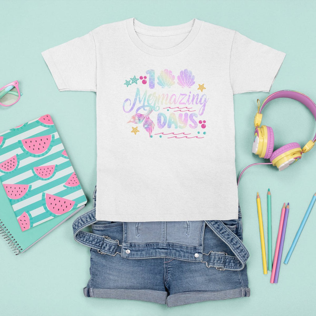 100th Day Of School T Shirt For Kid 101 Mermazing Days Mermaid TS09 White Printyourwear