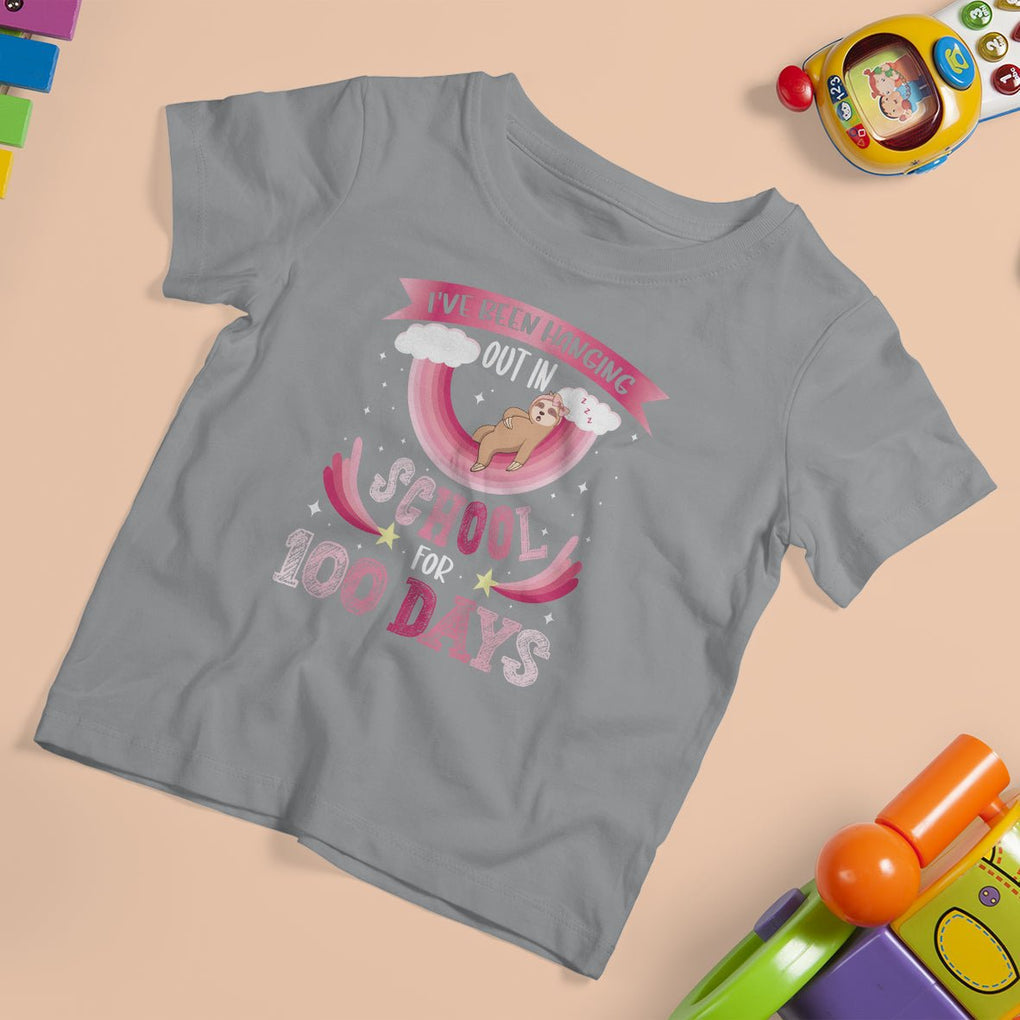 100th Day Of School T Shirt For Kid Hanging Out In School For 100 Days Funny Sloth TS09 Sport Gray Printyourwear