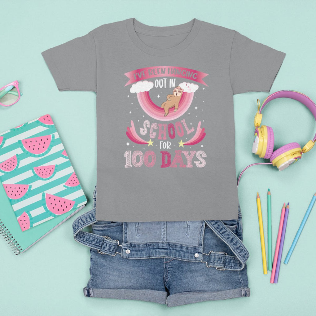 100th Day Of School T Shirt For Kid Hanging Out In School For 100 Days Funny Sloth TS09 Sport Gray Printyourwear