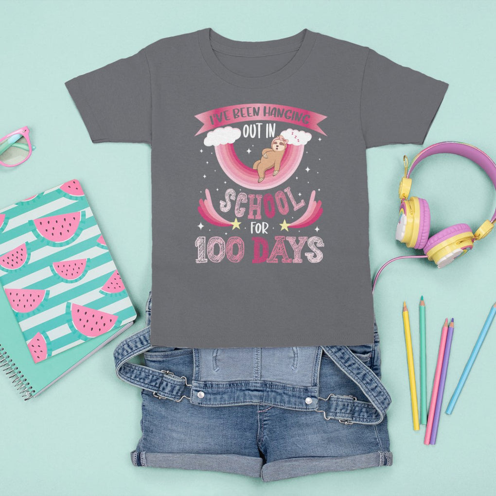100th Day Of School T Shirt For Kid Hanging Out In School For 100 Days Funny Sloth TS09 Charcoal Printyourwear