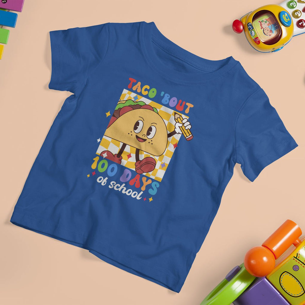 100th Day Of School T Shirt For Kid Taco Bout 100 Days Mexico Food TS09 Royal Blue Printyourwear