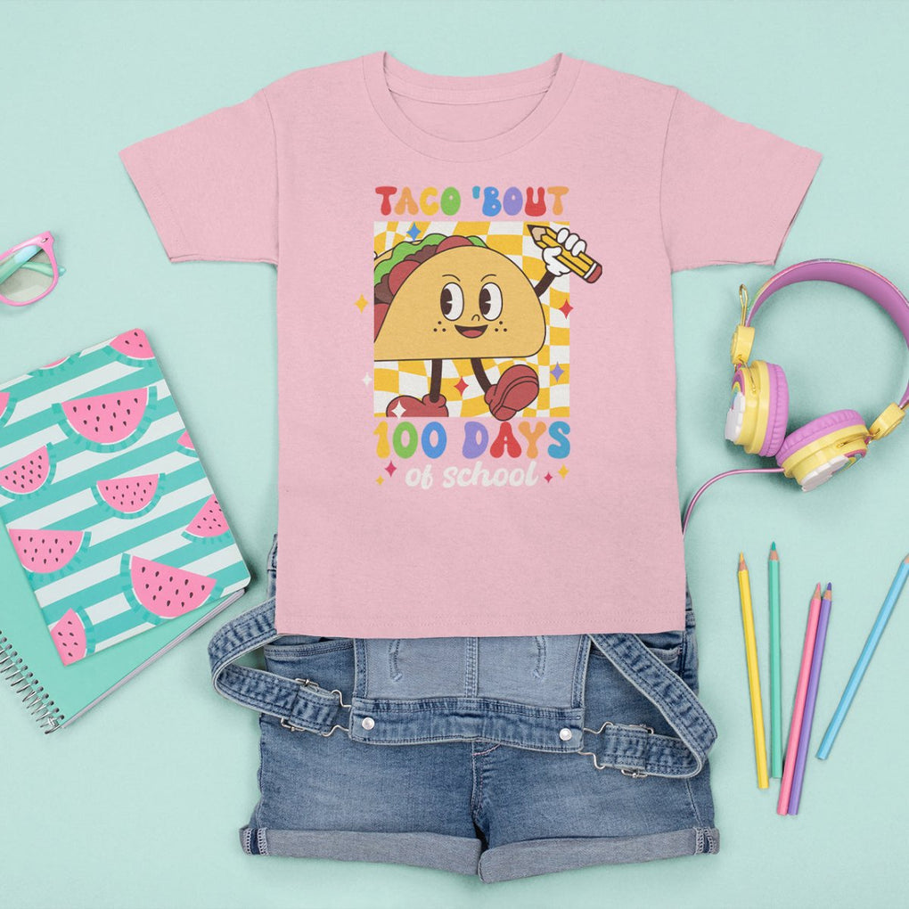 100th Day Of School T Shirt For Kid Taco Bout 100 Days Mexico Food TS09 Light Pink Printyourwear