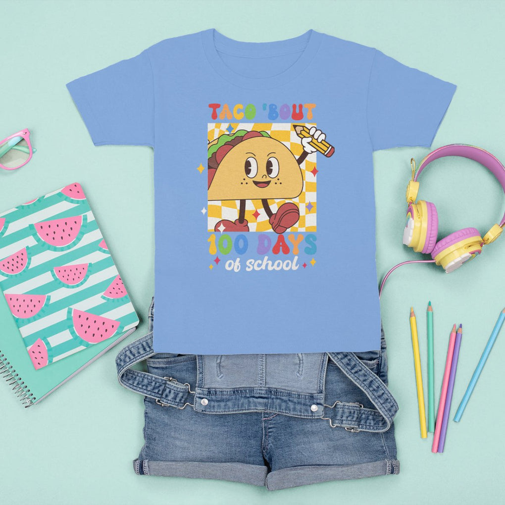 100th Day Of School T Shirt For Kid Taco Bout 100 Days Mexico Food TS09 Carolina Blue Printyourwear