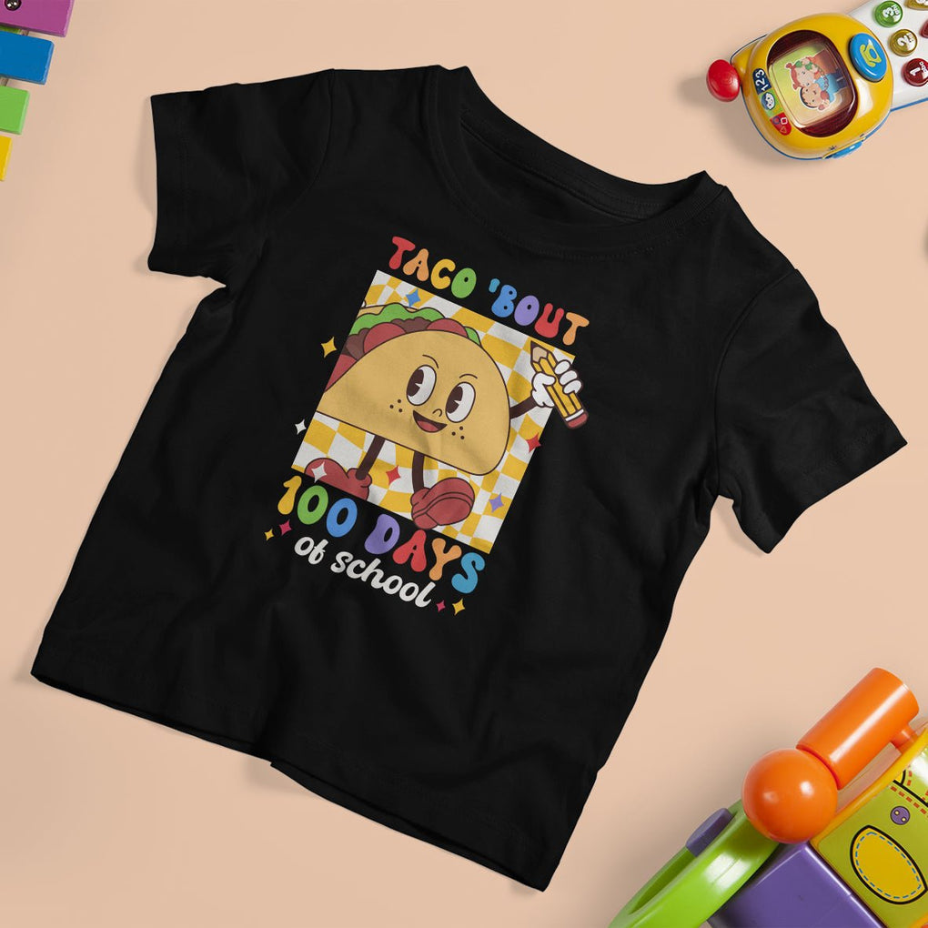 100th Day Of School T Shirt For Kid Taco Bout 100 Days Mexico Food TS09 Black Printyourwear
