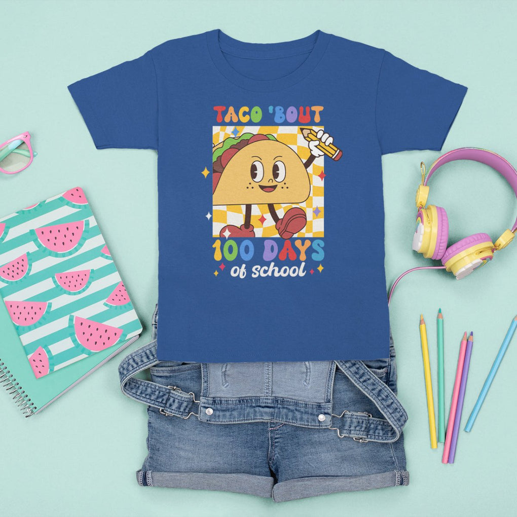 100th Day Of School T Shirt For Kid Taco Bout 100 Days Mexico Food TS09 Royal Blue Printyourwear