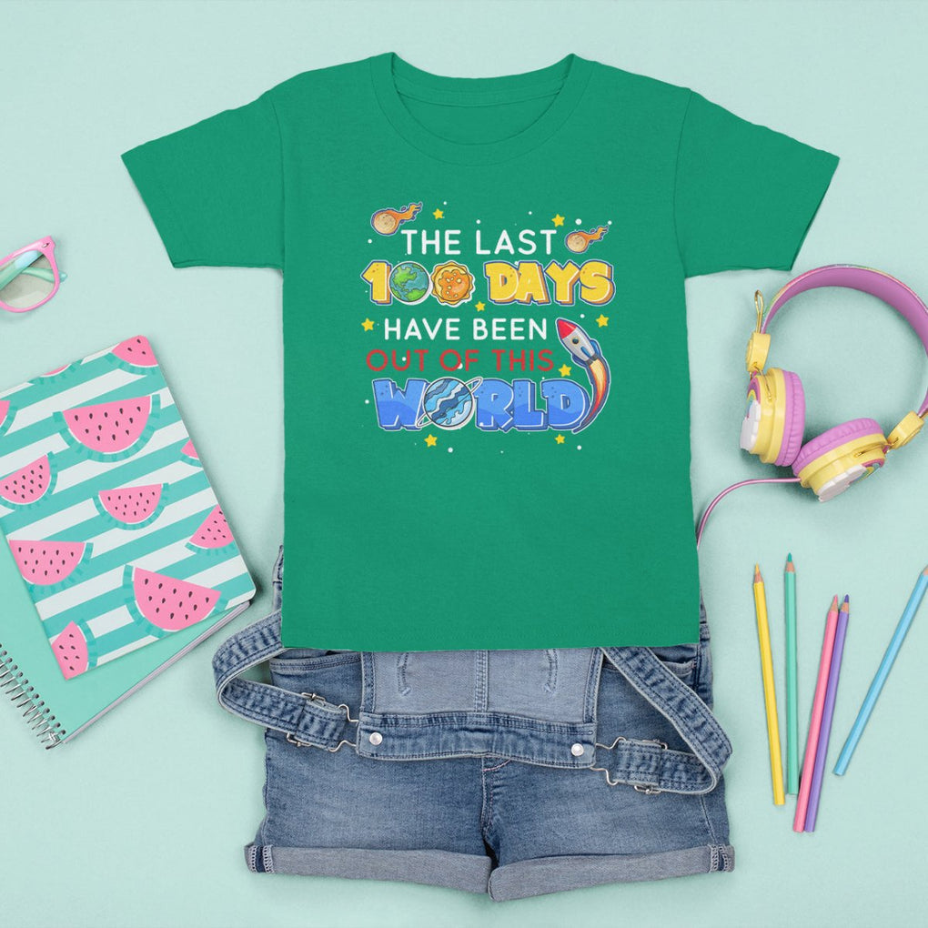 100th Day Of School T Shirt For Kid The Last 100 Days Have Been Out Of This World Outer Space TS09 Irish Green Printyourwear
