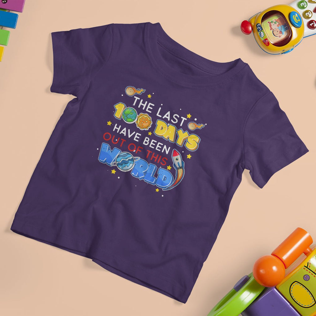 100th Day Of School T Shirt For Kid The Last 100 Days Have Been Out Of This World Outer Space TS09 Purple Printyourwear