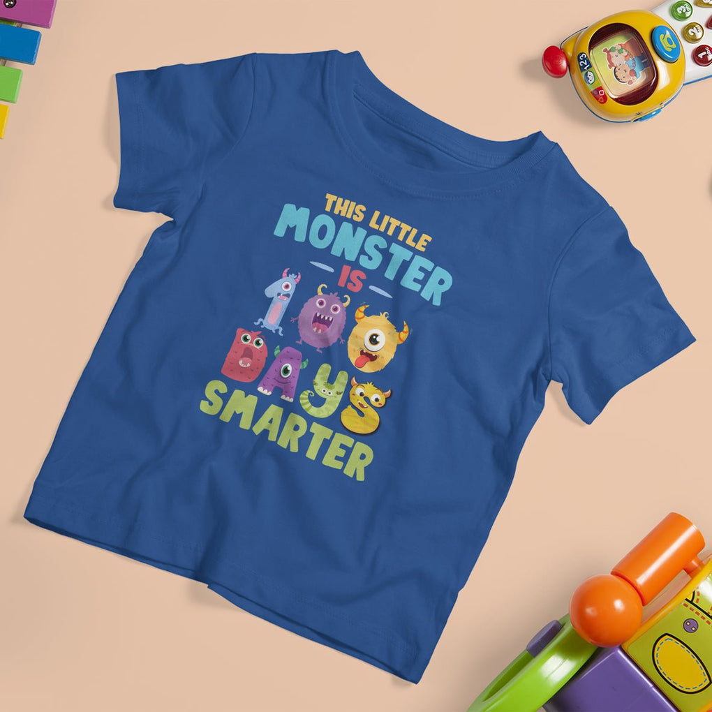100th Day Of School T Shirt For Kid This Little Monster is 100 Days Smarter TS09 Royal Blue Printyourwear