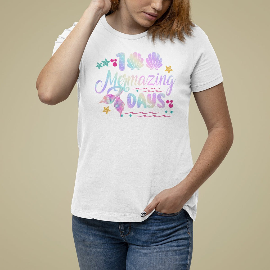100th Day Of School T Shirt For Women 101 Mermazing Days Mermaid TS09 White Printyourwear