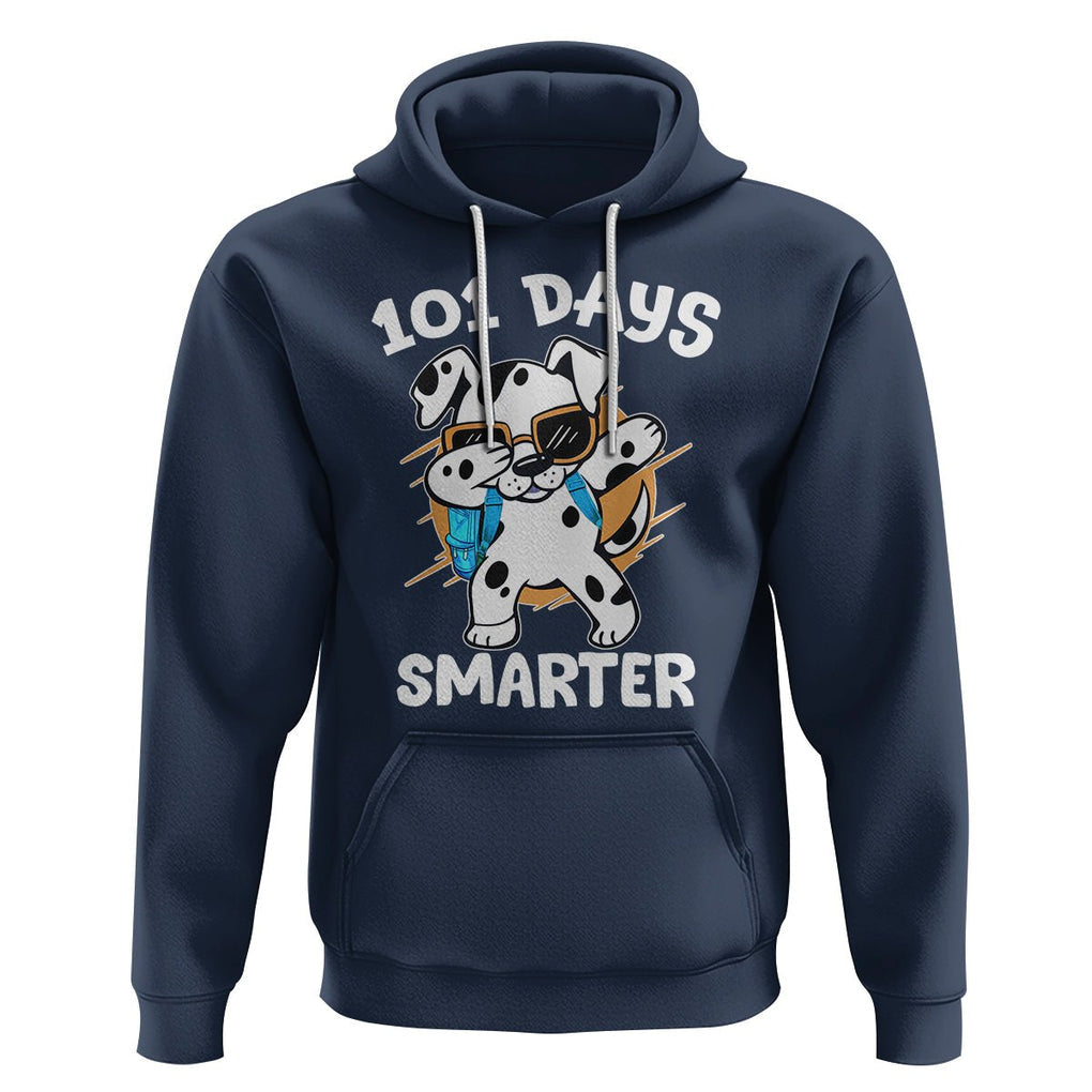 101 Days of School Dalmatian Dog Hoodie Dabbing 101 Days Smarter TS02 Navy Printyourwear