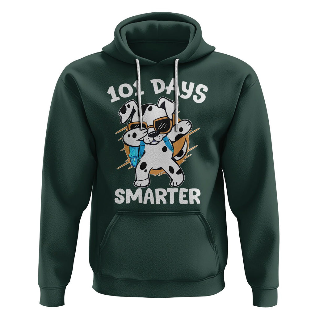 101 Days of School Dalmatian Dog Hoodie Dabbing 101 Days Smarter TS02 Dark Forest Green Printyourwear