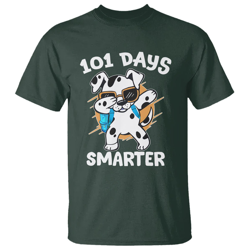 101 Days of School Dalmatian Dog T Shirt Dabbing 101 Days Smarter TS02 Dark Forest Green Printyourwear