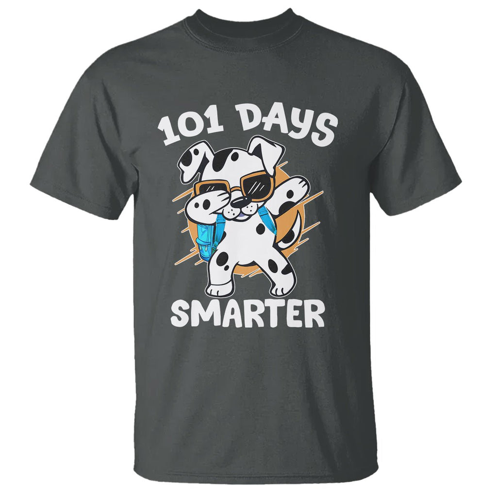 101 Days of School Dalmatian Dog T Shirt Dabbing 101 Days Smarter TS02 Dark Heather Printyourwear