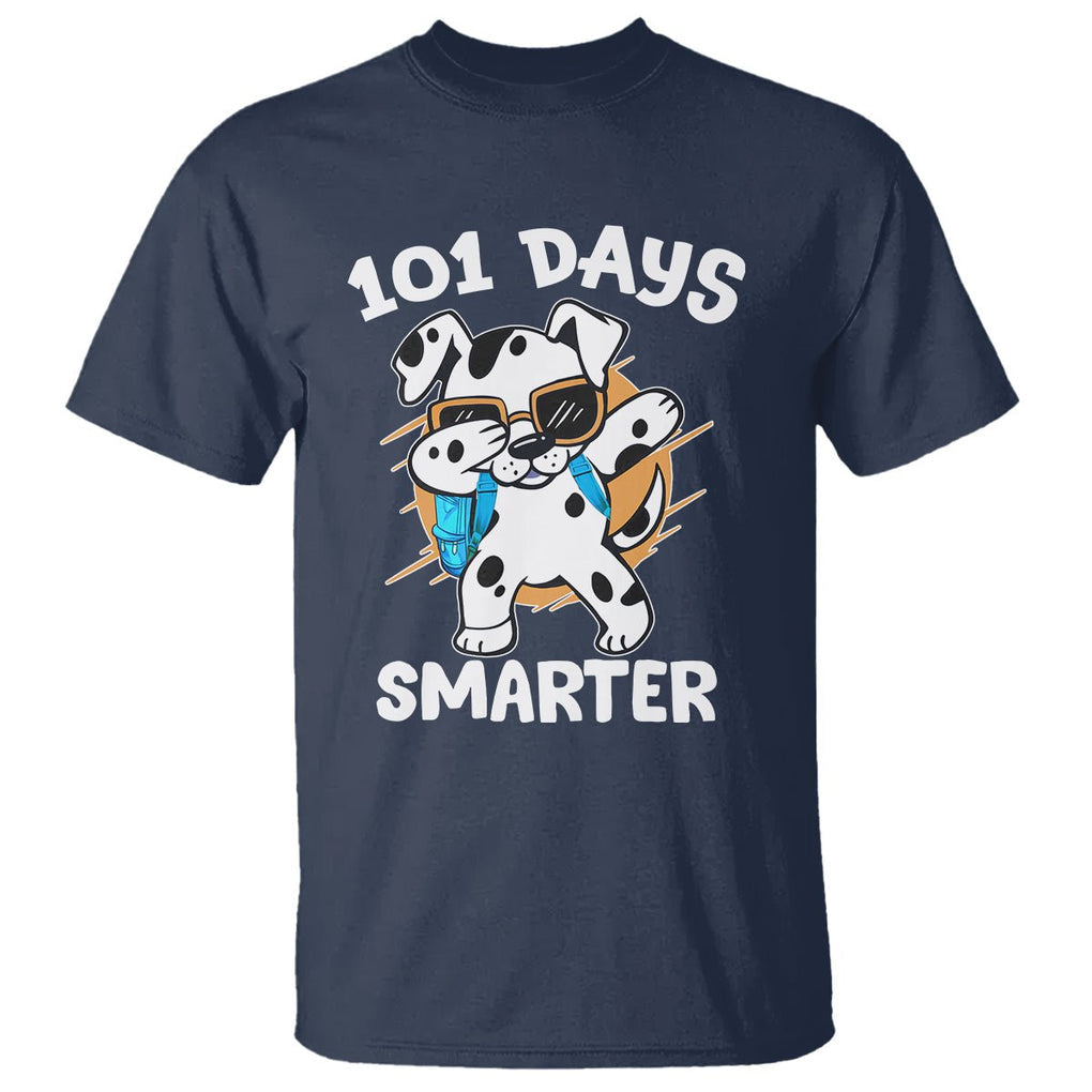 101 Days of School Dalmatian Dog T Shirt Dabbing 101 Days Smarter TS02 Navy Printyourwear
