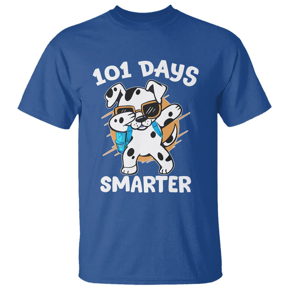 101 Days of School Dalmatian Dog T Shirt Dabbing 101 Days Smarter TS02 Royal Blue Printyourwear